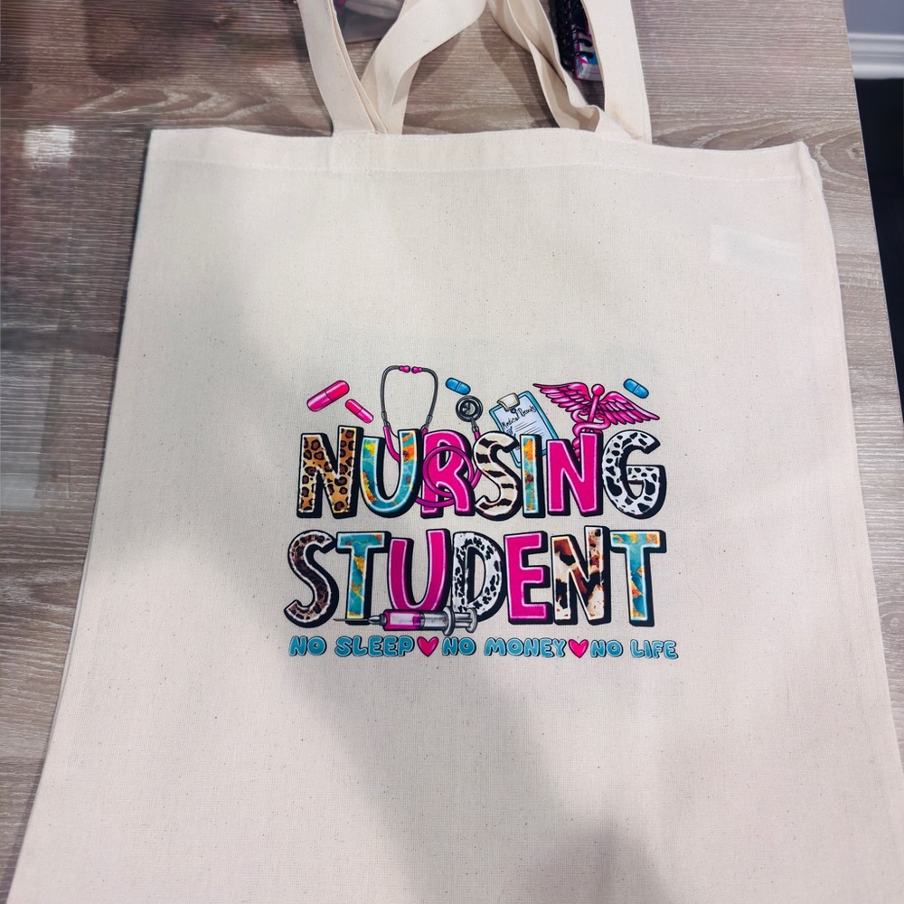 Nursing Student Canvas Tote Bag - Tan
